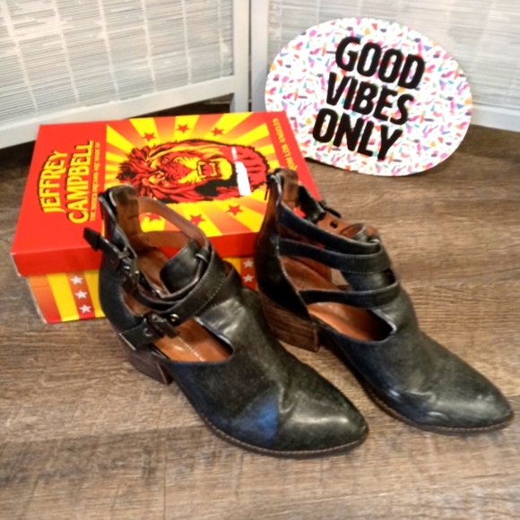 Jeffrey Campbell Shoes - Jeffrey Campbell Dark Grey Ankle Strap Boot Size 9.5